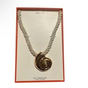 Piper K Seashell Statement Necklace Corded Gold Tone Nautical Resort Gift new